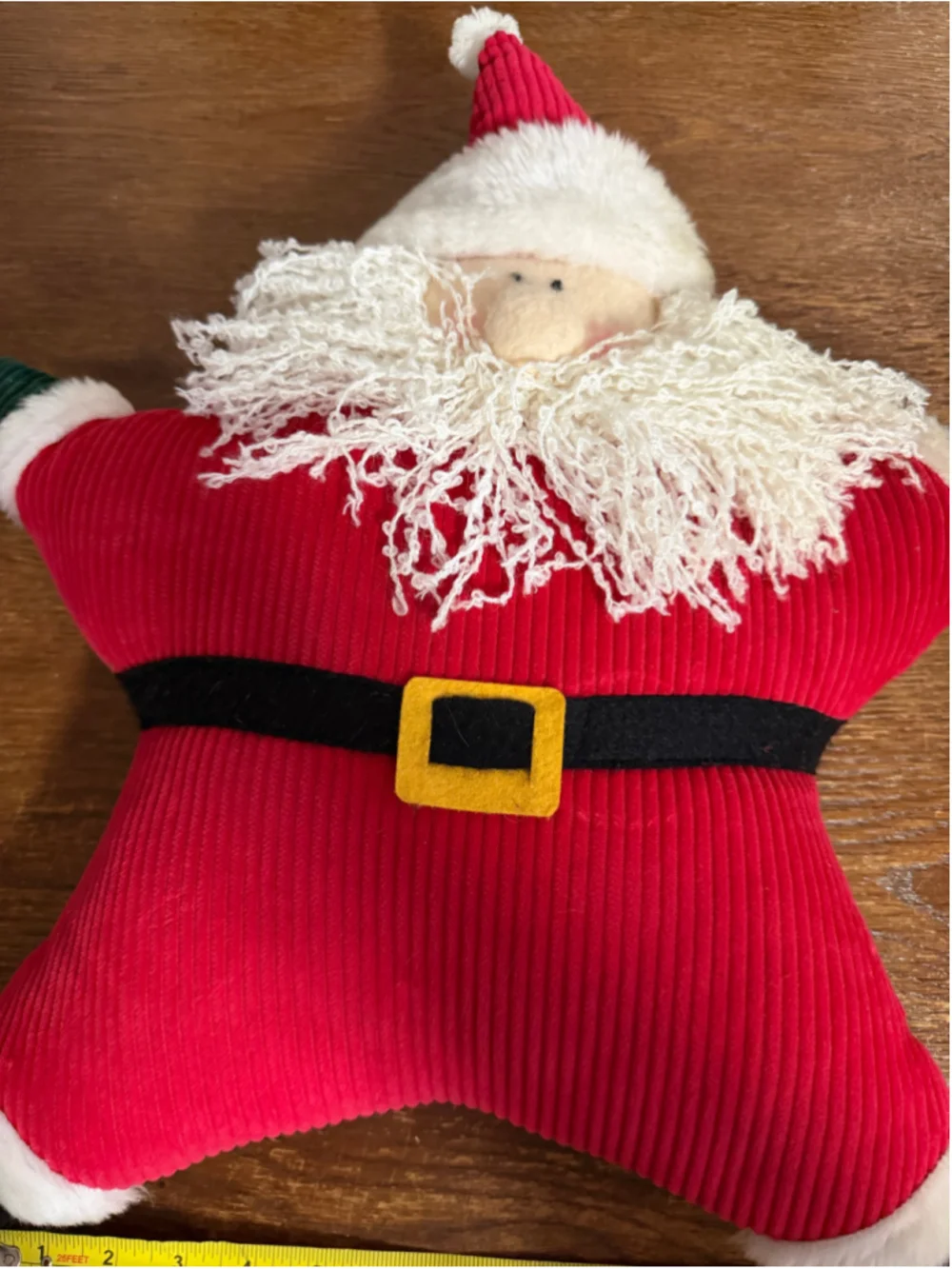 Santa Claus Shaped Pillow Red Corduroy Christmas Primitive Folk Art Holiday